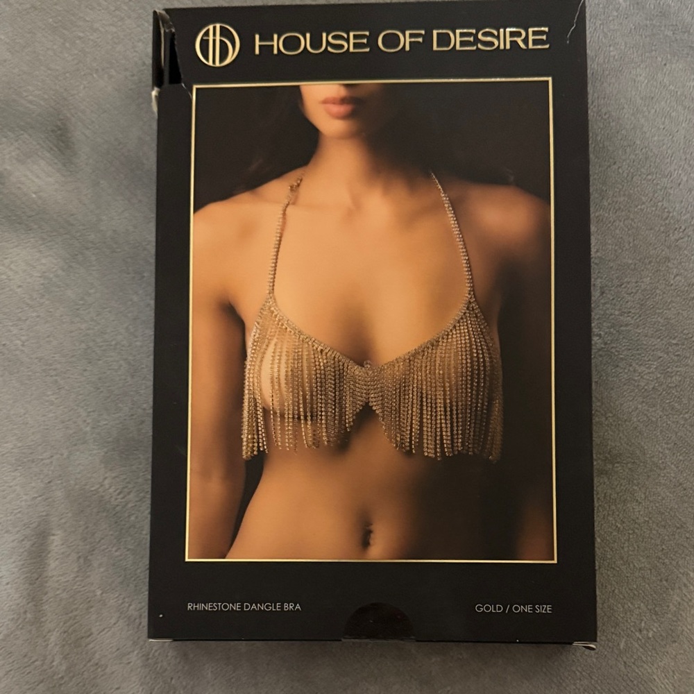 House of Desire Rhinestone Dangle Bra one size